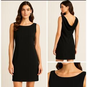 Trina Turk Little Black Dress Size 6 Cowl Back Sleeveless Cocktail Dress